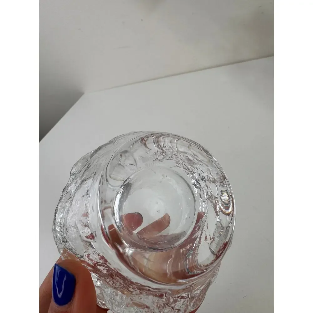Vintage Kosta Boda Clear Snowball Votive Candle Holder Heavyweight Crystal Glass